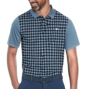 Ashworth Men's Performance EZ Tech Argyle-Knit Golf Polo Shirt Blue/Navy Size XL